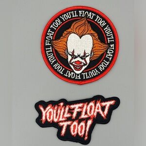 Lot of 2 3.5” sew-on patches IT ‘Youll Float Too’ BioWorld